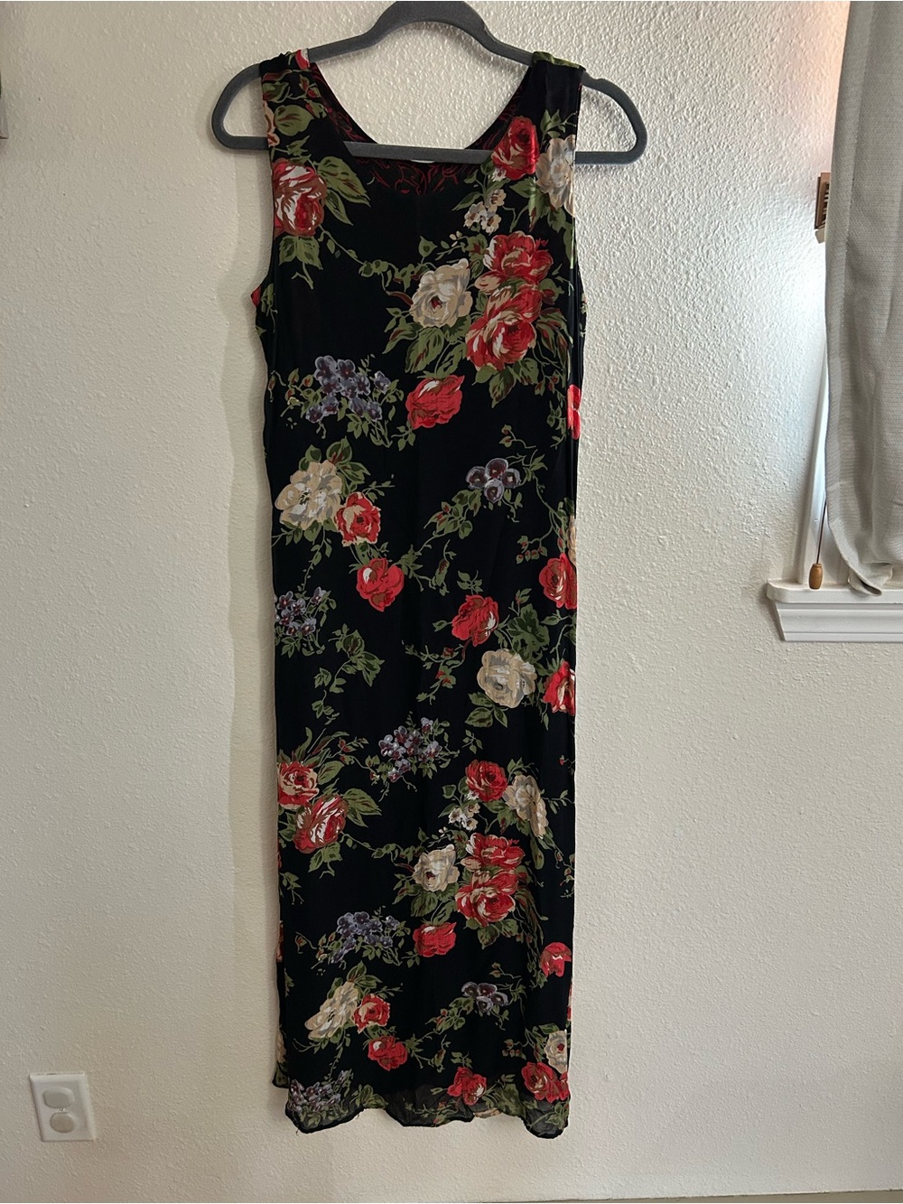 Vintage 90s Carol Anderson Dark Romance Floral Maxi Dress Womens Size S